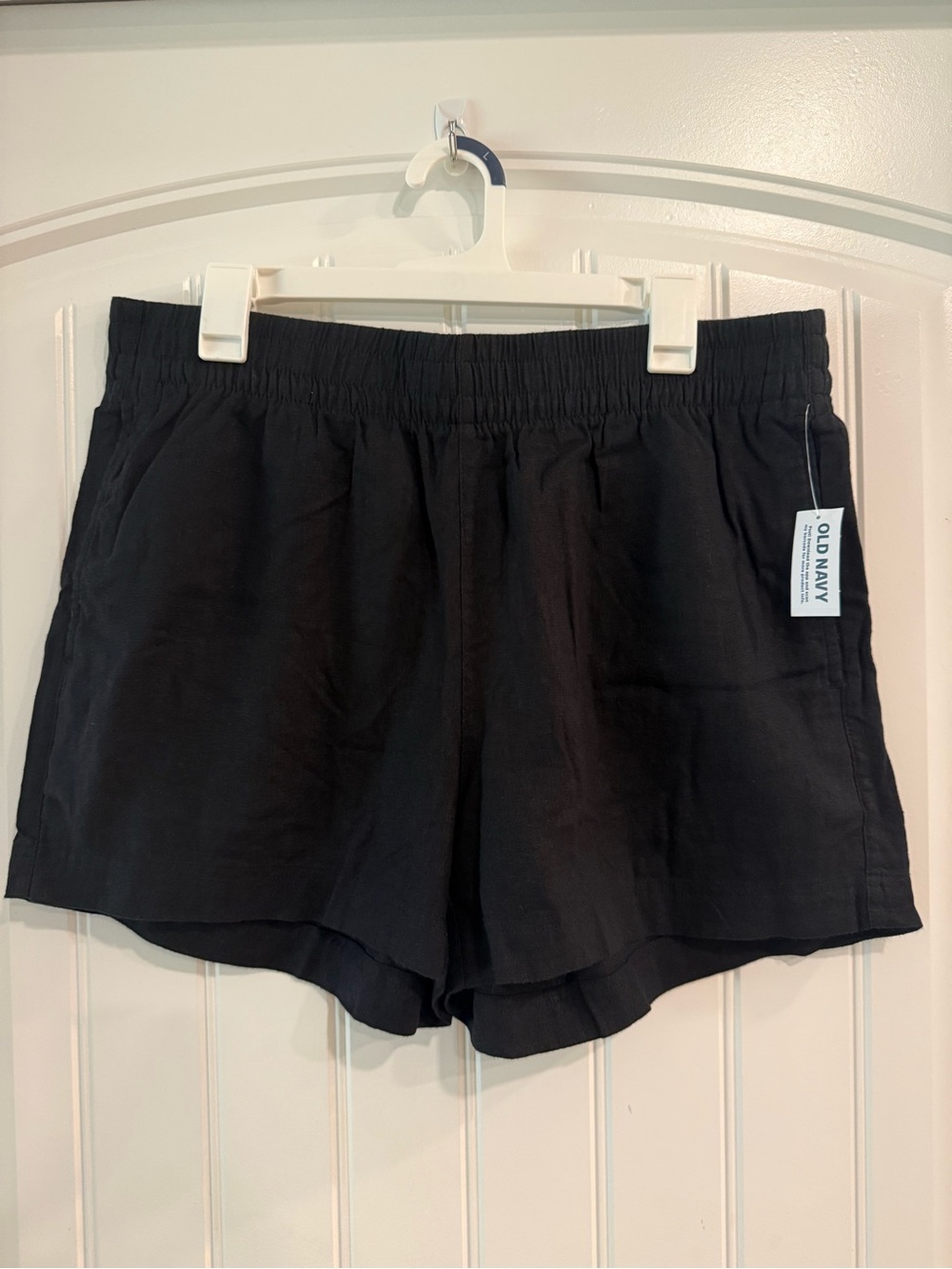 Old Navy Black Women's Casual Elastic-Waist Linen Shorts